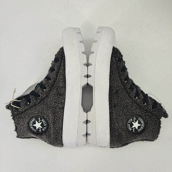 Converse Women's Platform Lugged Cozy Gray Sherpa Sneakers Size 6 - Picture 5 of 8